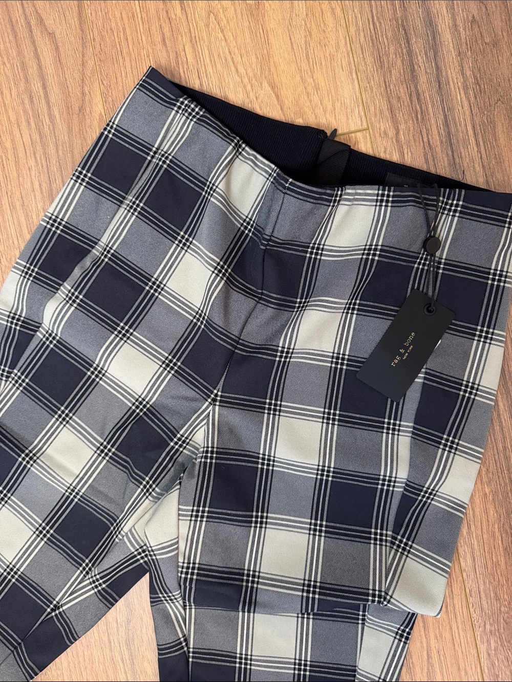 NWT Rag & Bone Navy & Gray Plaid Stretch Dress Pants size 2